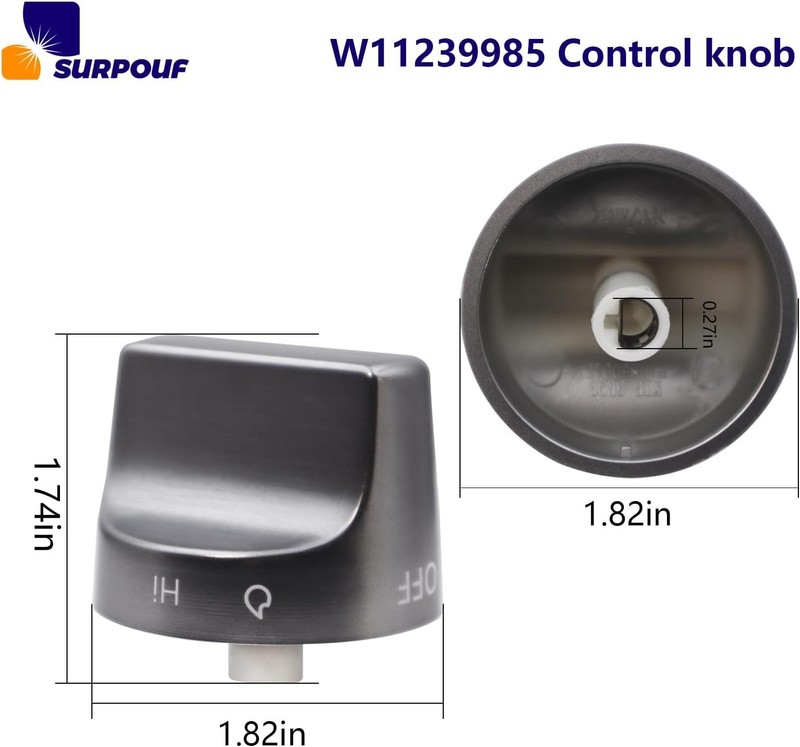 W11239985 Control Knob Compatible with Whirlpool Gas Ranges Replace Sliver gallery