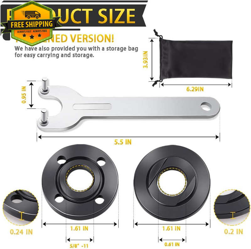 Angle Grinder Flange Nut Wrench Set 7PCS 5/8-11 Lock Nut Replacement Kit gallery