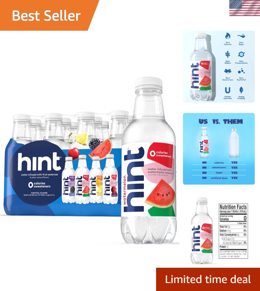 Deliciously Clean Sugar-Free Infused Water Variety - 12 Bottles, 16 Fl Oz Each gallery