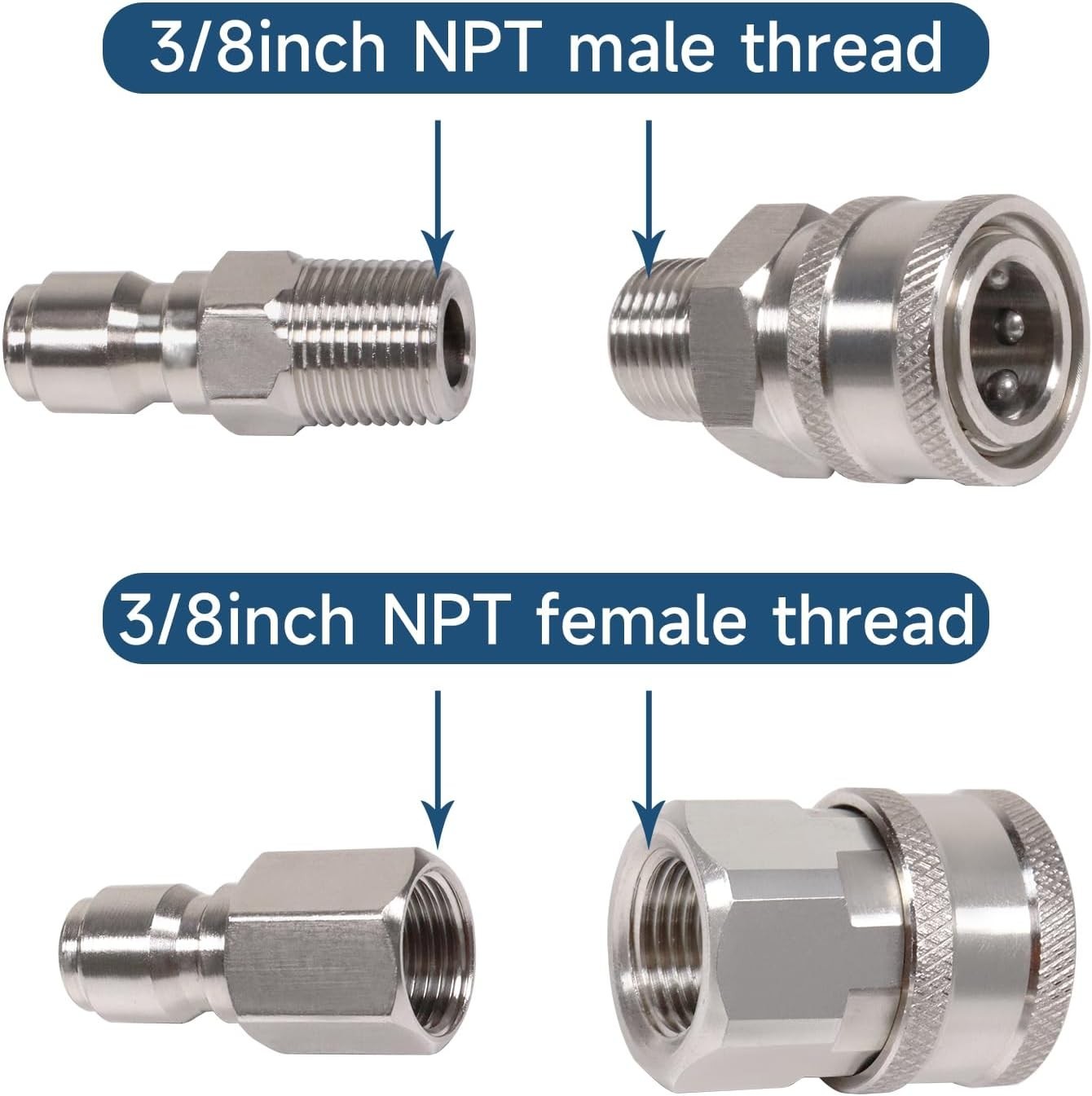 3/8 Inch Quick Connect Fittings for Pressure Washers Stainless Steel Adapter gallery
