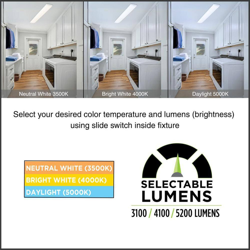 4 Ft. 3100-5200 Selectable Lumens, Integrated LED White Wraparound Light, Select gallery