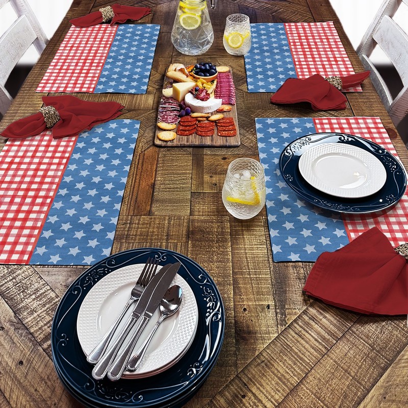 Old Glory Gingham 4-Pack Poly-Cotton Blend Placemats Manufactured in The USA gallery