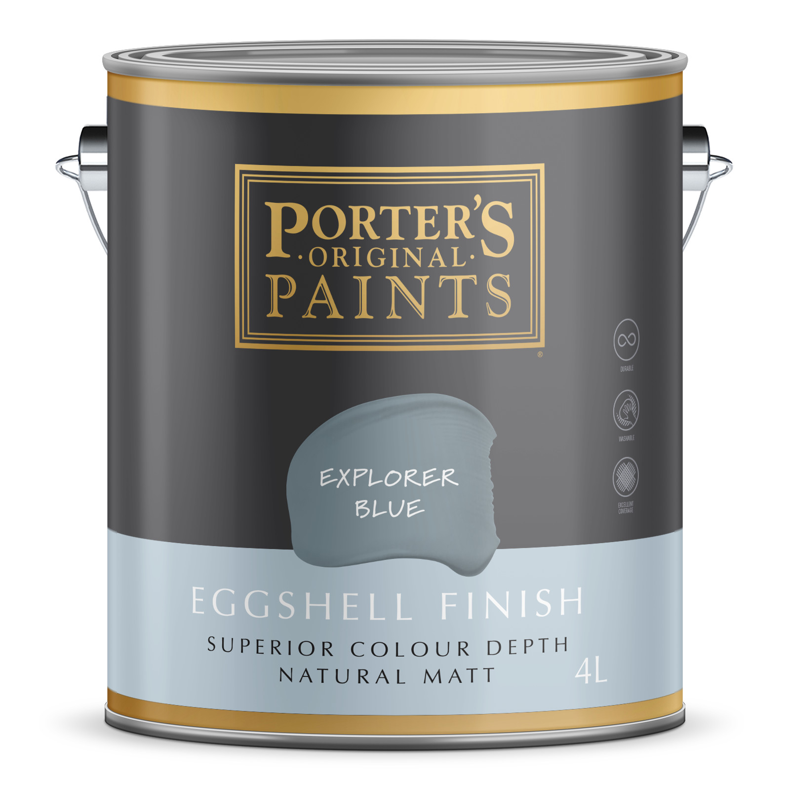 Porter's 4L Explorer Blue Eggshell Finish Broadwall Washable Paint - 4L gallery