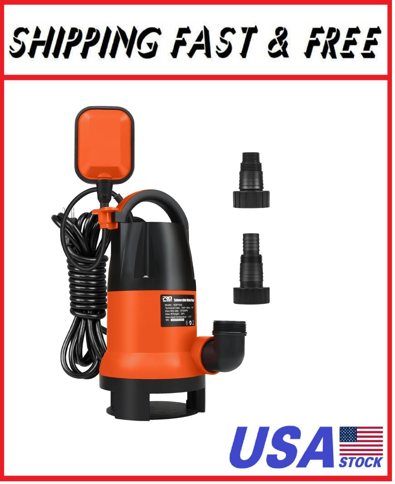 Sump Pump, Prostormer 1HP 3700GPH Submersible Clean/Dirty Water Pump gallery