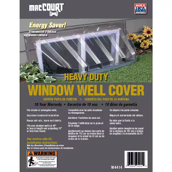44-1/4 in. x 12 in. Rectangular Plastic Heavy Duty Window Well Cover gallery