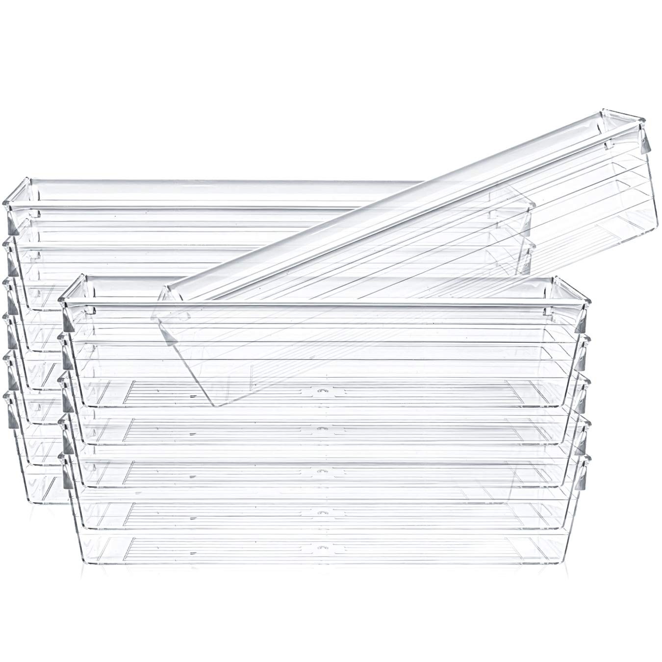 Kingrol 12 Pack Clear Drawer Organizers, 9 x 3 x 2 Inch Drawer Divider Storag... gallery