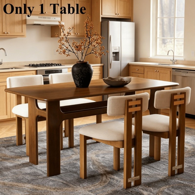 63 IN Long Rectangular Walnut Dining Table for 4-6 Seats with Heavy Duty Legs gallery