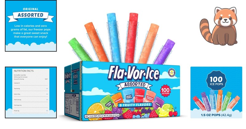 Fla-vor-ice 100 Count Assorted Popsicle Variety Pack - Refreshing Summer Treat gallery