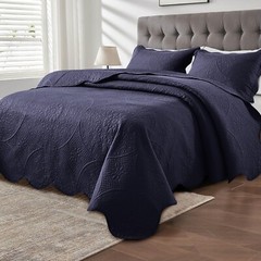 QUILTED BEDSPREAD BED THROW EMBOSSED COVERLET BEDDING SET WITH PILLOW SHAMS US
