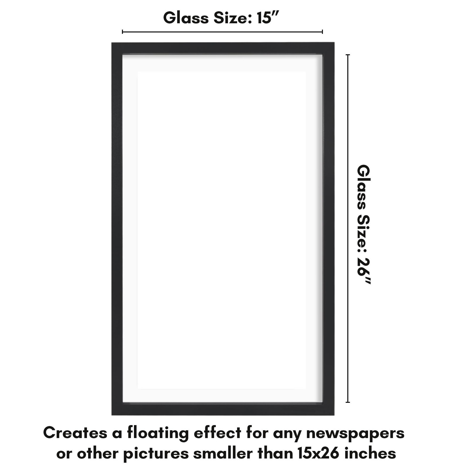 15x26 Newspaper Floating Frame w/ Shatter-Resistant Glass for Wall Display,Black gallery