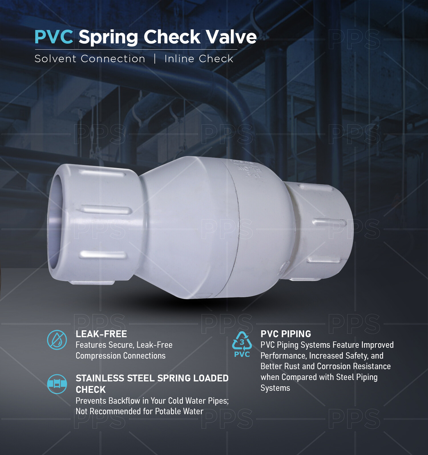 PVC White Plastic Solvent Inline Check Valve for Backflow Prevention gallery