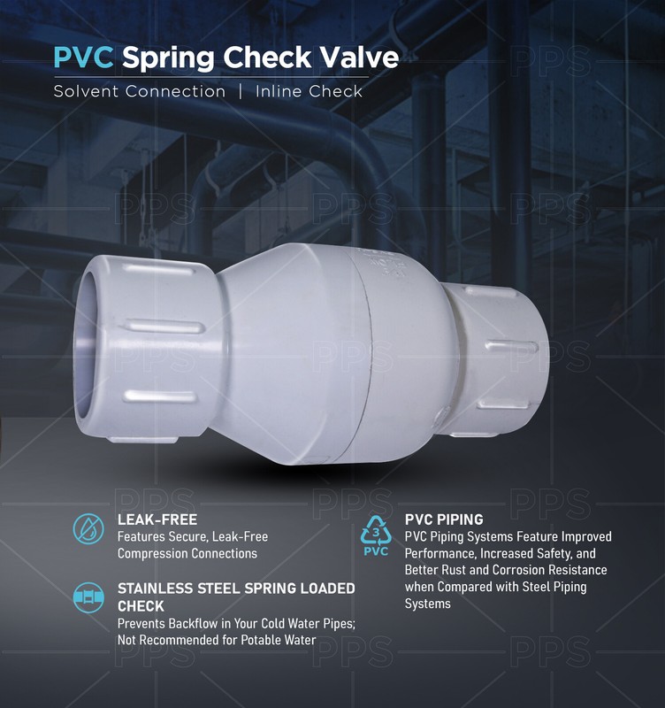 PVC White Plastic Solvent Inline Check Valve for Backflow Prevention gallery