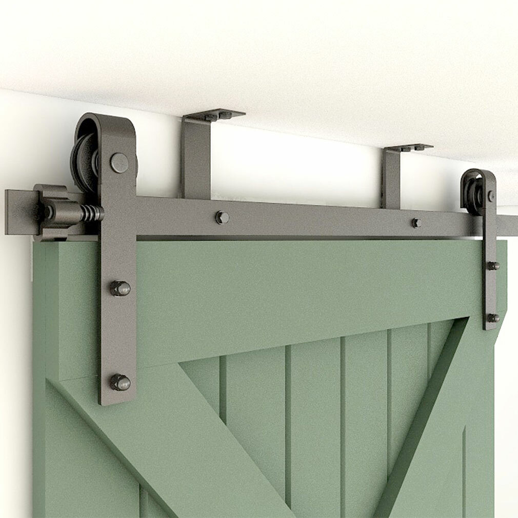 4FT-20FT Sliding Barn Door Hardware Kit Track Roller Closet Ceiling Mount Rail gallery
