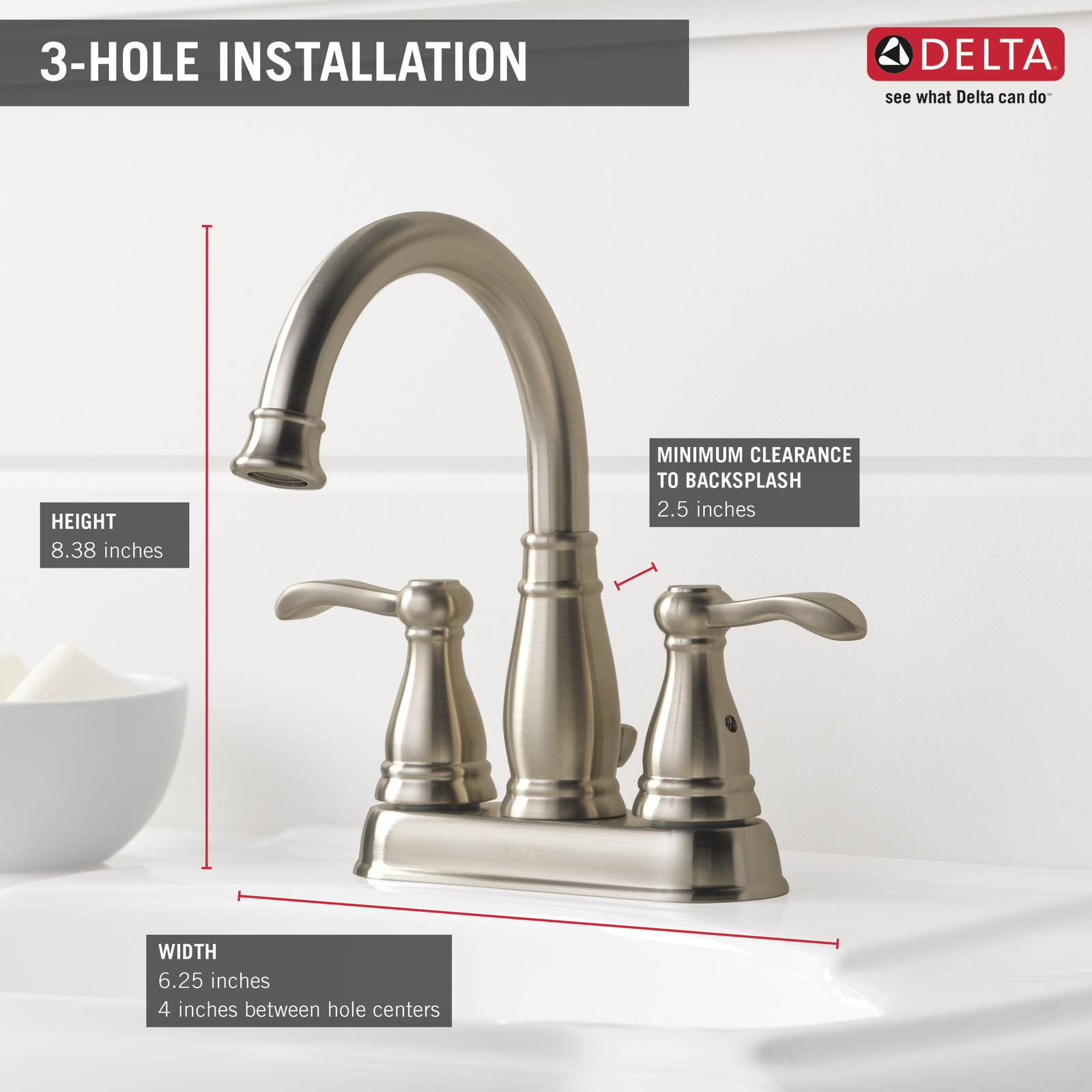 Delta Porter 2-Handle Bathroom Faucet Brushed Nickel-Certified Refurbished gallery