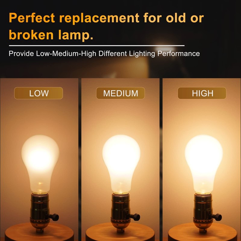 DiCUNO UL Listed 3-Way Lamp Socket Replacement, E26 Standard 1-Pack, Gold gallery