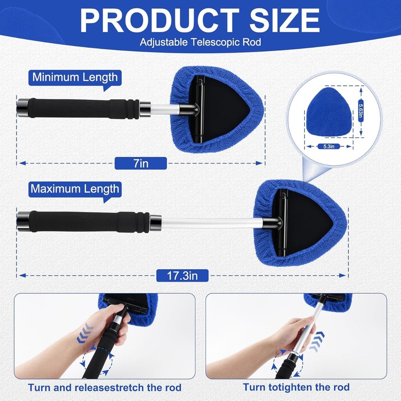 Windshield Cleaning Tool Kit Car Window Glass Wiper Cleaner Brush Pad Extendable gallery