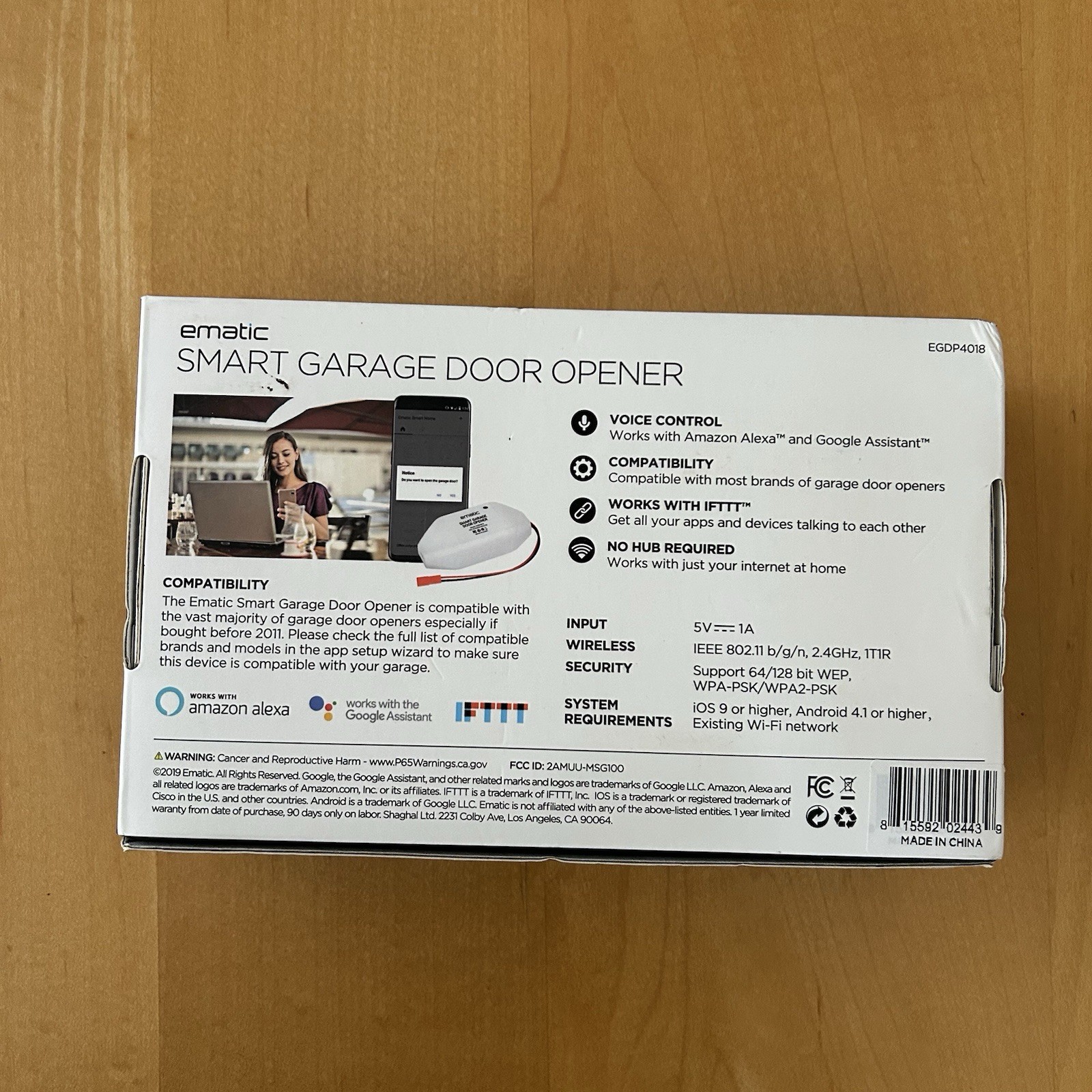 Ematic EGDP4018 Wi‑Fi Smart Garage Door Opener Voice Control No Hub Alexa gallery
