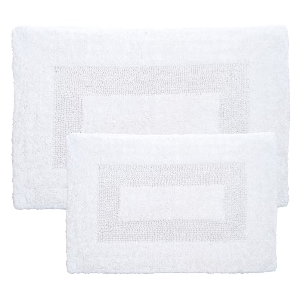 2pc Solid Bath Mat Set White - Yorkshire Home gallery