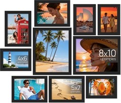 upsimples 10 Pack Picture Frames Collage Wall Decor 8×10, 5×7, 4×6 Black