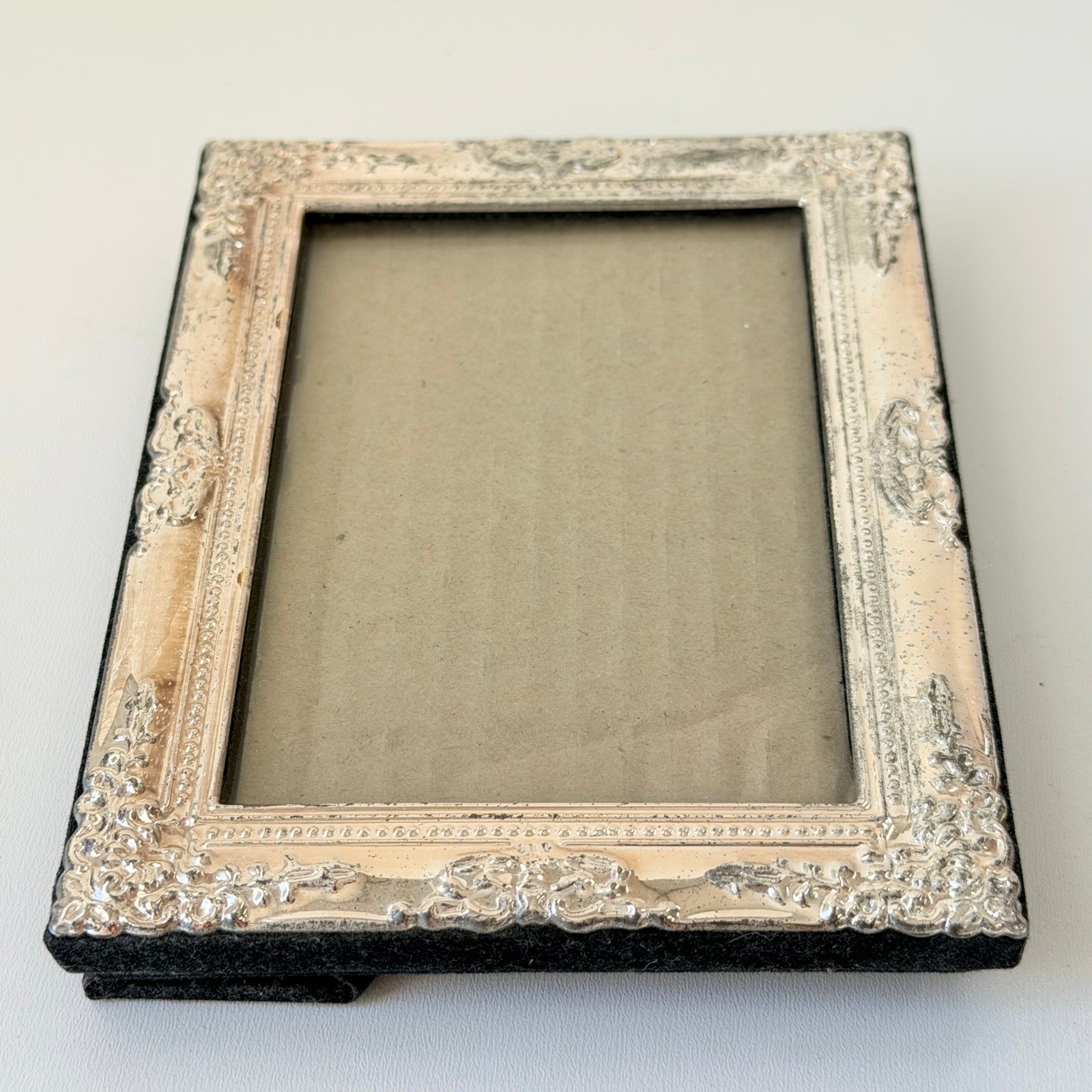 Vintage Ornate Rococo Picture Frame 3.5x5 Silver Baroque Scroll French Old World gallery