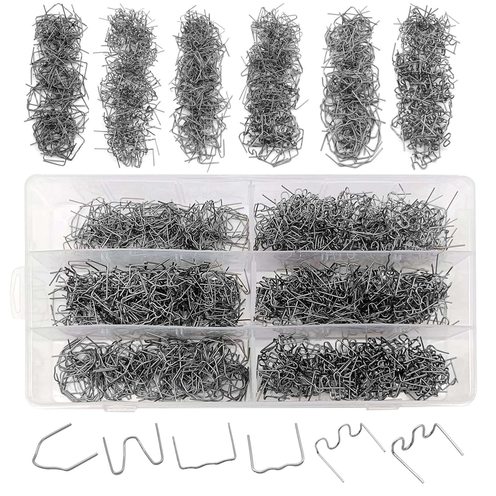 1200 Plastic Welder Staples - 6 Types Hot and Wave Varies (6 sizes), Silver gallery