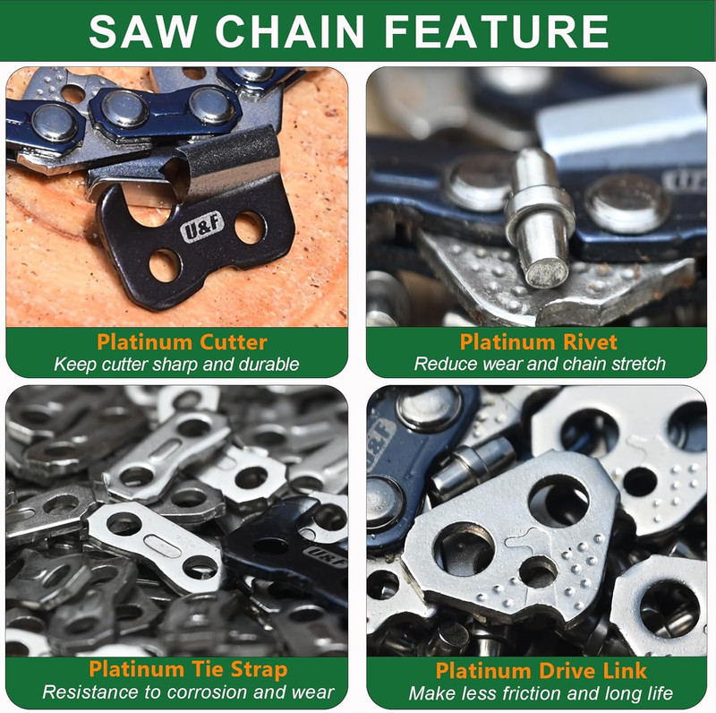 3 Pack Full Chisel Chainsaw Chain 20 Inch .058 Gauge, 3/8 Pitch,72 DL Fit for Hu gallery