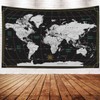 World Map Tapestry Wall Tapestry World 80" L x 60" W Black White 2 gallery