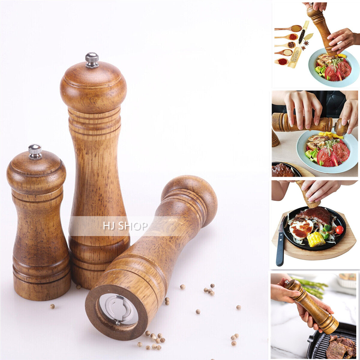 Kitchen Tools Cooking Pepper Grinder Hand Movement Wood Pepper Mill gallery