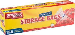 Propack Disposable Plastic Storage Bags with Original Twist Tie 1 Gallon Size
