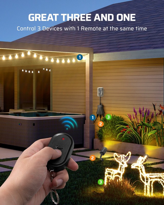 Outdoor Remote Control Outlet, Wireless Remote Outlet Power Switch, Weatherproof gallery