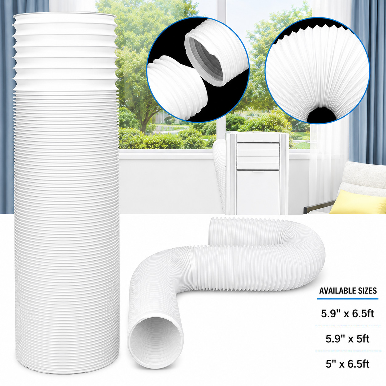 Portable AC Exhaust Hose Counter Clockwise Flexible Air Conditioner Ven Duct gallery
