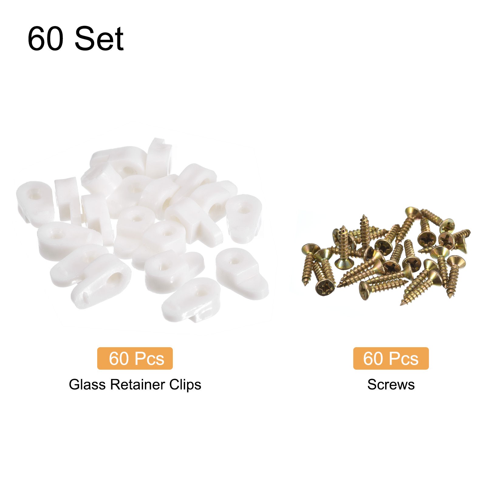 60 Set 20mm Plastic Glass Retainer Clips Kit for 3mm Thick Glass White gallery