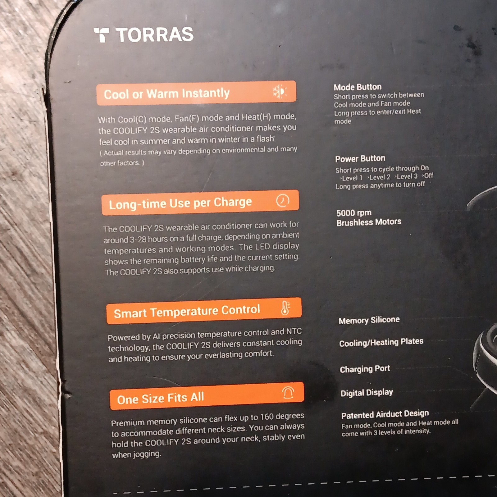 TORRAS COOLiFY 2S Neck Air Conditioner Black intensive cooling brand new sealed gallery