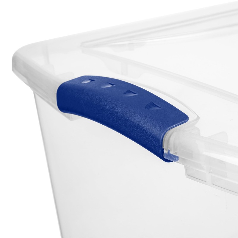 66 Quart Clear Storage Bin, Latching Lid Container, Blue gallery