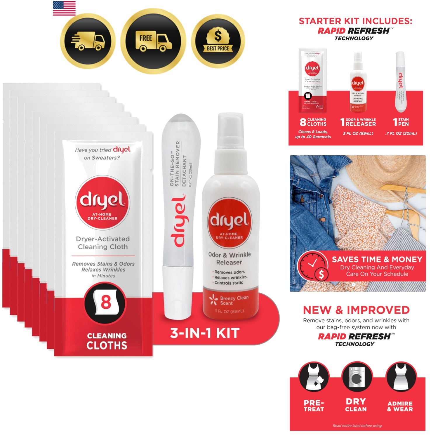 At-Home Dry Cleaner Starter Kit with Wrinkle Release Spray, New and Improved,... gallery