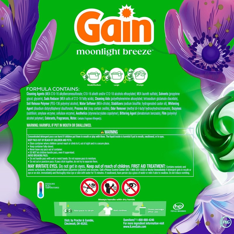 Gain Flings Laundry Detergent Pacs, Moonlight Breeze, 152 ct. gallery