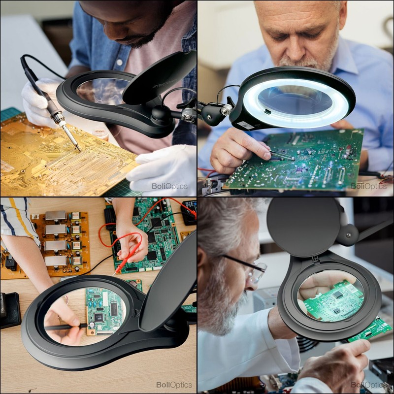 ESD LED Magnifying Lamp w/ Clamp for PCB Soldering, Electronics Repair gallery