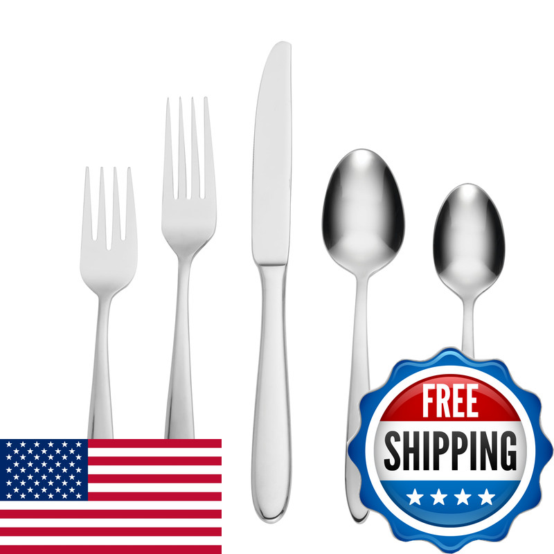 Oneida Silverware Set Mooncrest 20-Piece Everyday Flatware Set Service For 4 gallery
