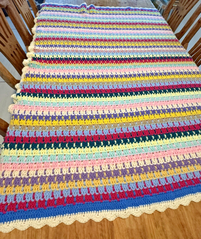 Hand Crochet Afghan Blanket Throw Red Green Blue Yellow Pink Purple gallery