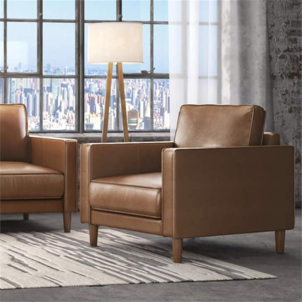 Sunset Trading Prelude 32" Contemporary Top-Grain Leather Armchair in Chestnut gallery