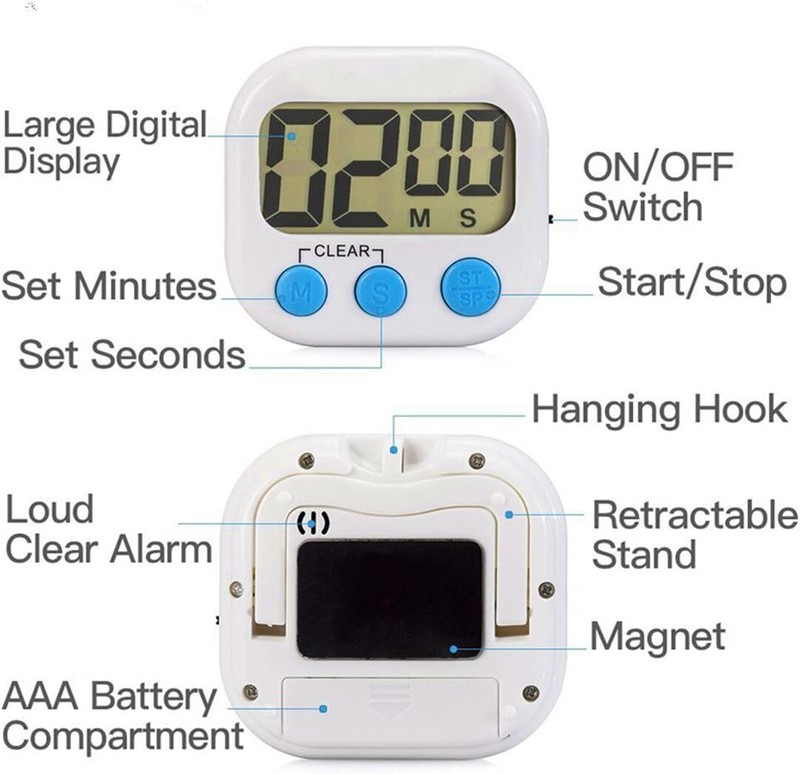 2pack small digital kitchen timer magnetic back countdown Alarm reminder Timer gallery