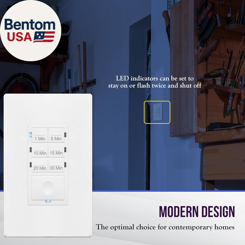 Countdown Timer Switch for Bathroom Fans and Household Lights, 1-5-10-15-20-30 M gallery