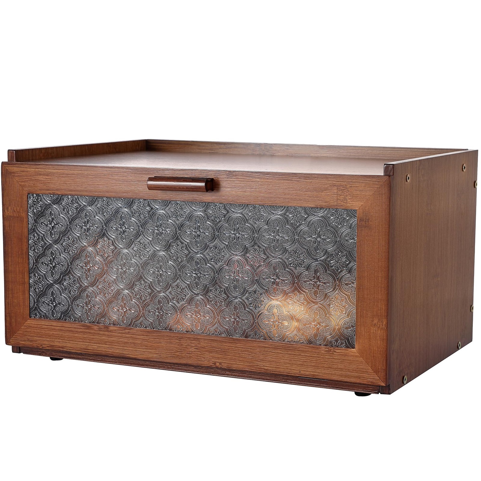 Retro Brown Bamboo Bread Box for Kitchen Countertop Storage Organizer 15 7in gallery