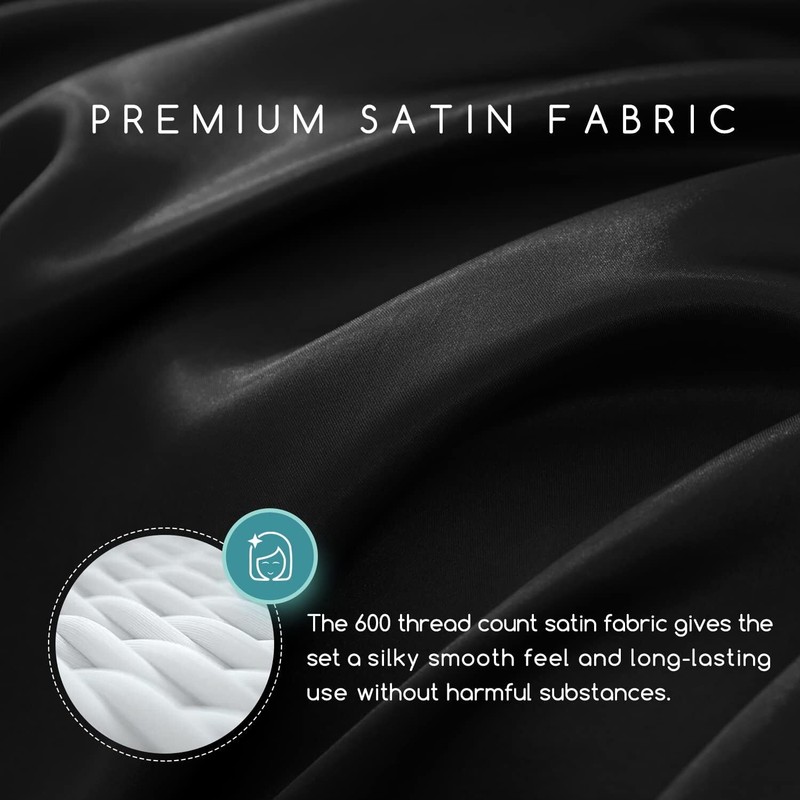 Queen Satin Bed Sheets 4 Piece Set Silky Soft Bedding with 15 Inch Deep Pocket gallery