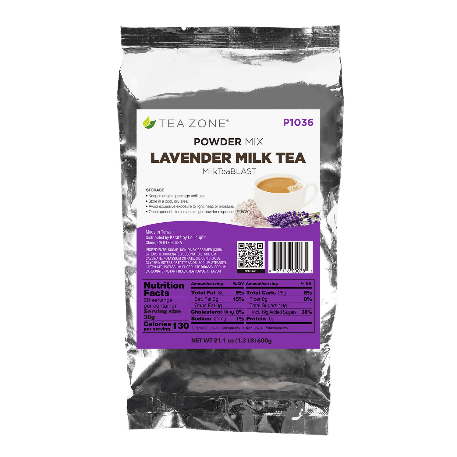 Tea Zone Lavender Milk Tea Powder/ Instant Powder for Milk Tea(1.32 lbs, P1036) gallery