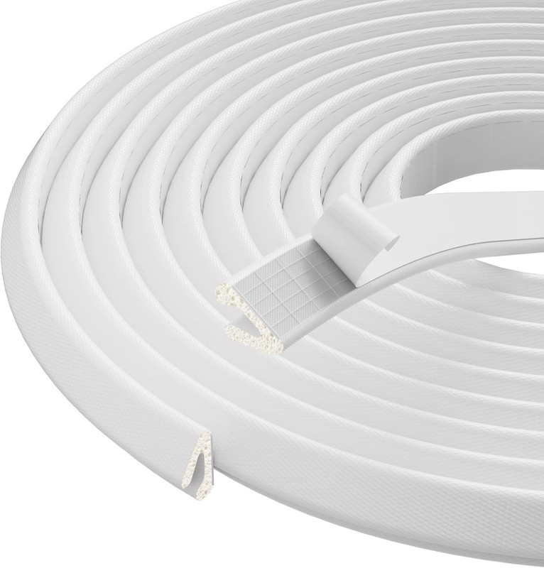 V Shape Thin Foam Weather Stripping Door Frame Seal Strip 19.7FT White, Draft... gallery