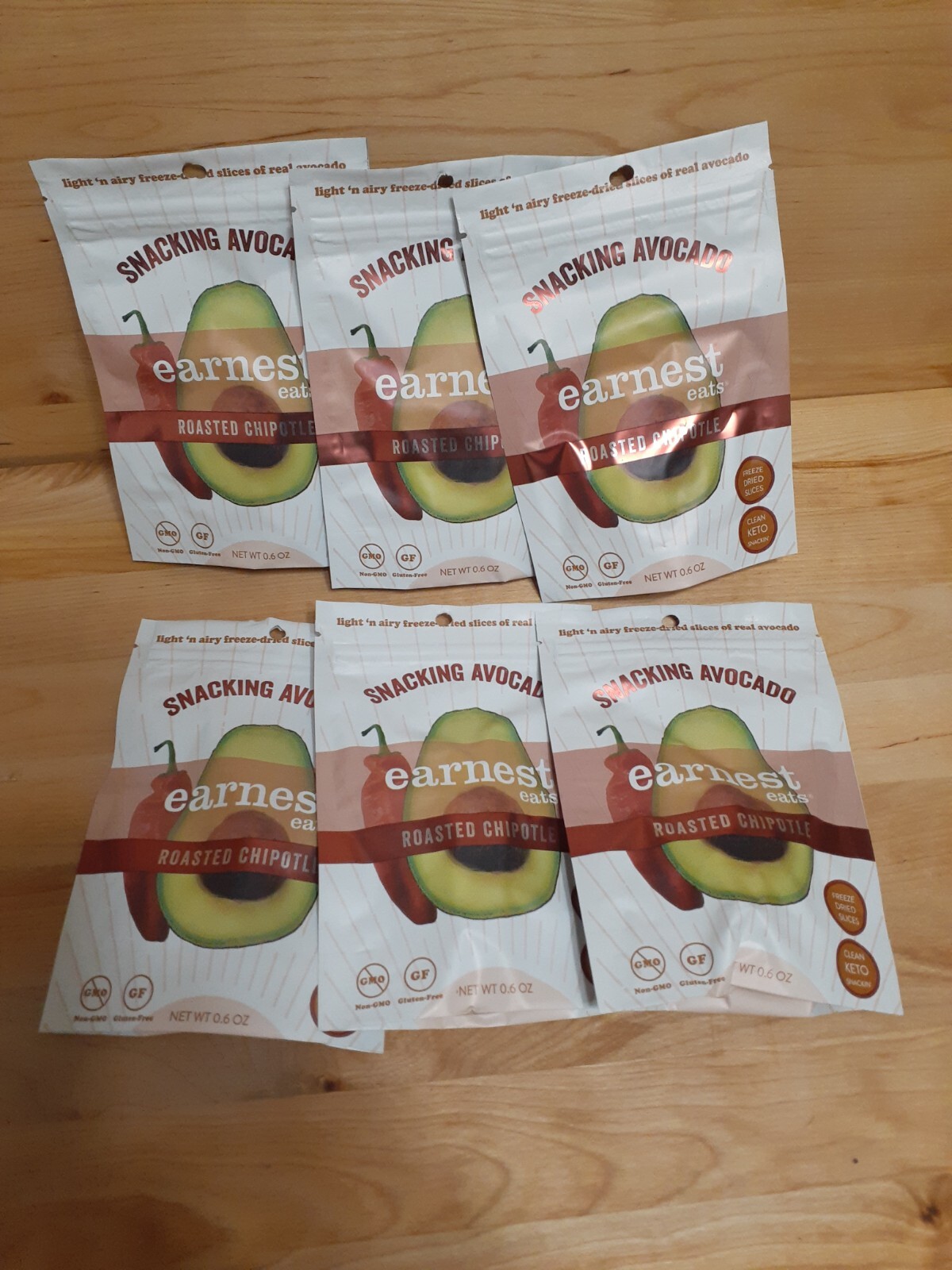6 PACK FREEZED DRIED EARNEST EATS Roasted SEA SALT Avocado vegan omega NO GMO gallery