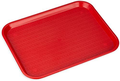 Shatter-Resistant Plastic Cafeteria Fast Food Tray, 14" x 18" - Red gallery
