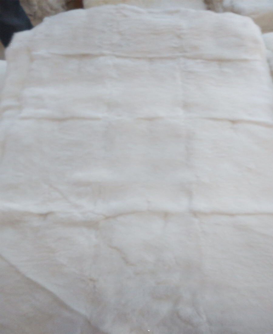Real Rabbit Fur White Blanket & Real Fur Carpet Rug Throw Leather Fur Carpet US gallery