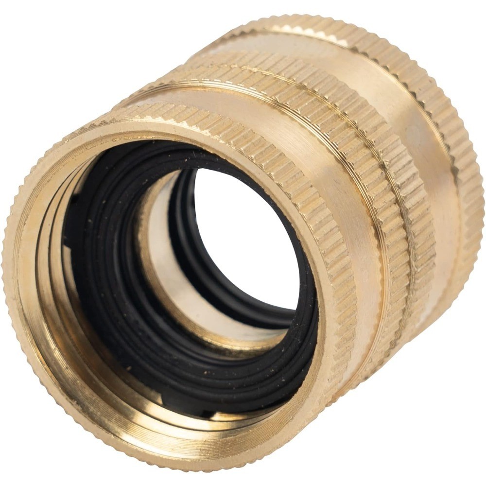 Garden Hose Adapter 3 4 Inch Solid Brass Connector Female to Female 2 Pack with gallery